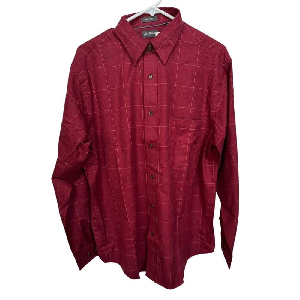 St. John's Bay Medium Jaspe Twill Shirt NWT‎ Mens Red Button-Up JC Penney NEW